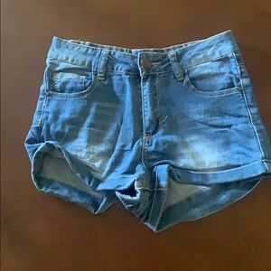 High-Waisted Denim Blue Shorts